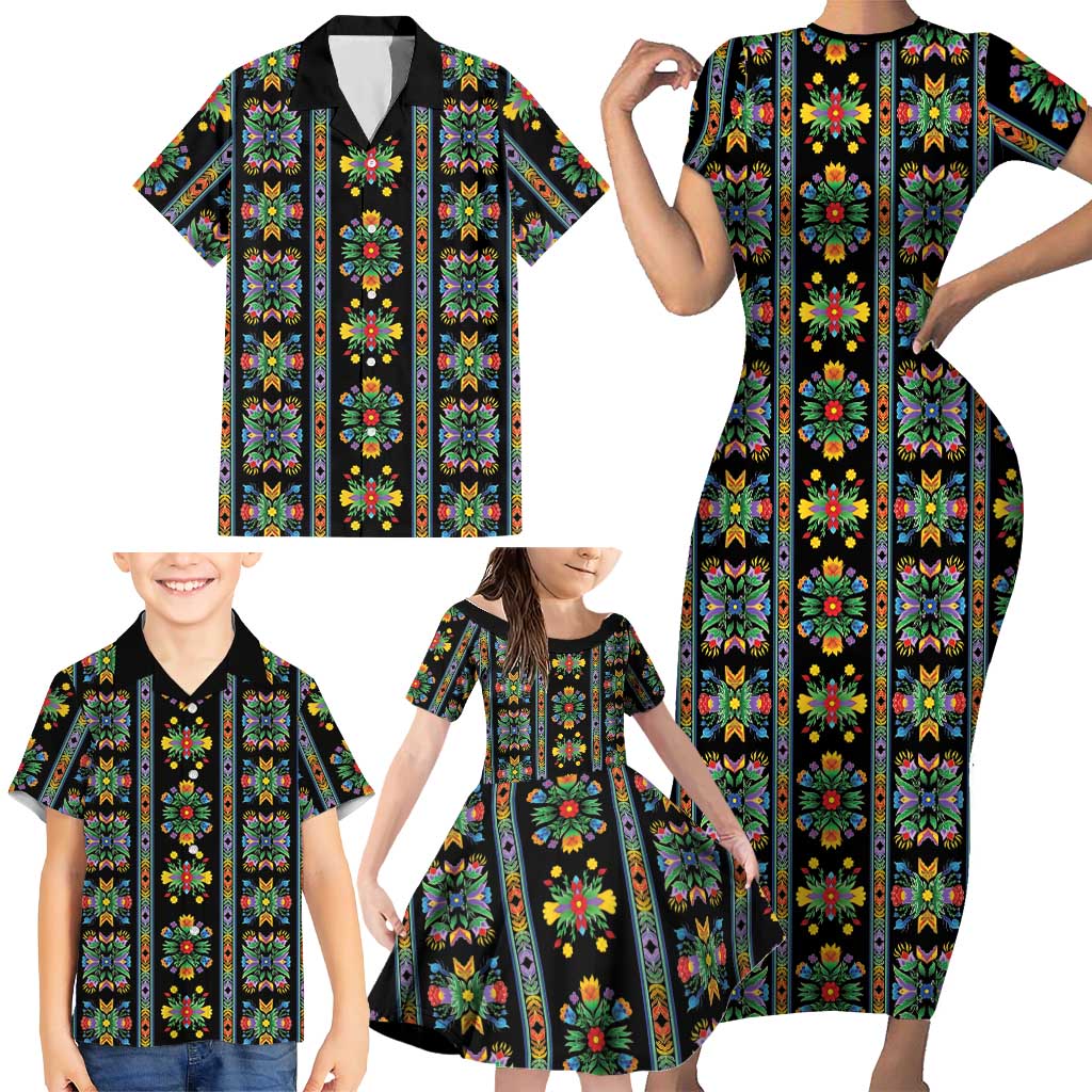 Regalia Stripe Floral Pattern Family Matching Short Sleeve Bodycon Dress and Hawaiian Shirt Colorful Attractive - Wonder Print Shop