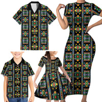 Regalia Stripe Floral Pattern Family Matching Short Sleeve Bodycon Dress and Hawaiian Shirt Colorful Attractive - Wonder Print Shop