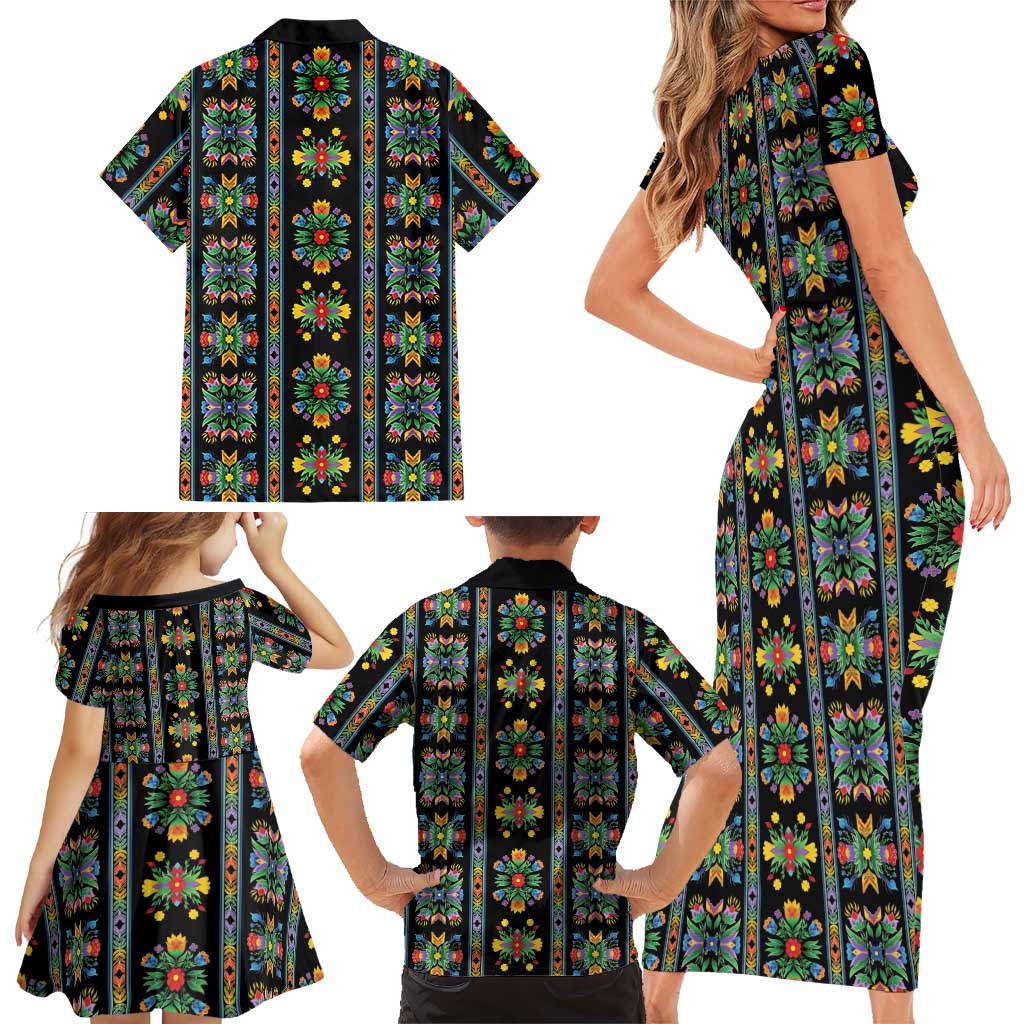 Regalia Stripe Floral Pattern Family Matching Short Sleeve Bodycon Dress and Hawaiian Shirt Colorful Attractive - Wonder Print Shop