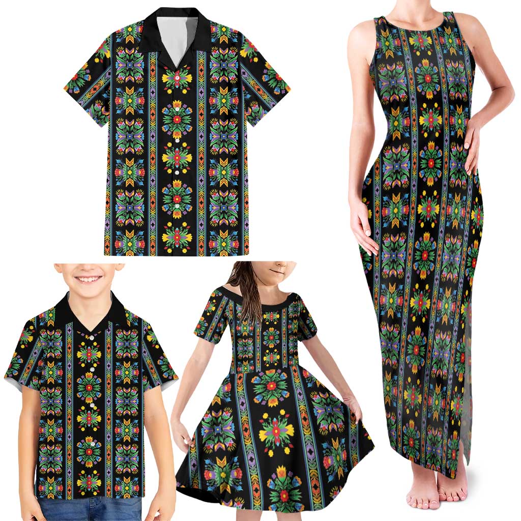 Regalia Stripe Floral Pattern Family Matching Tank Maxi Dress and Hawaiian Shirt Colorful Attractive - Wonder Print Shop