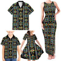 Regalia Stripe Floral Pattern Family Matching Tank Maxi Dress and Hawaiian Shirt Colorful Attractive - Wonder Print Shop