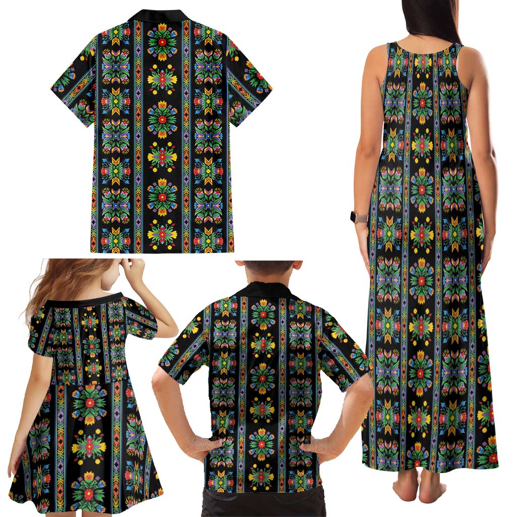 Regalia Stripe Floral Pattern Family Matching Tank Maxi Dress and Hawaiian Shirt Colorful Attractive - Wonder Print Shop