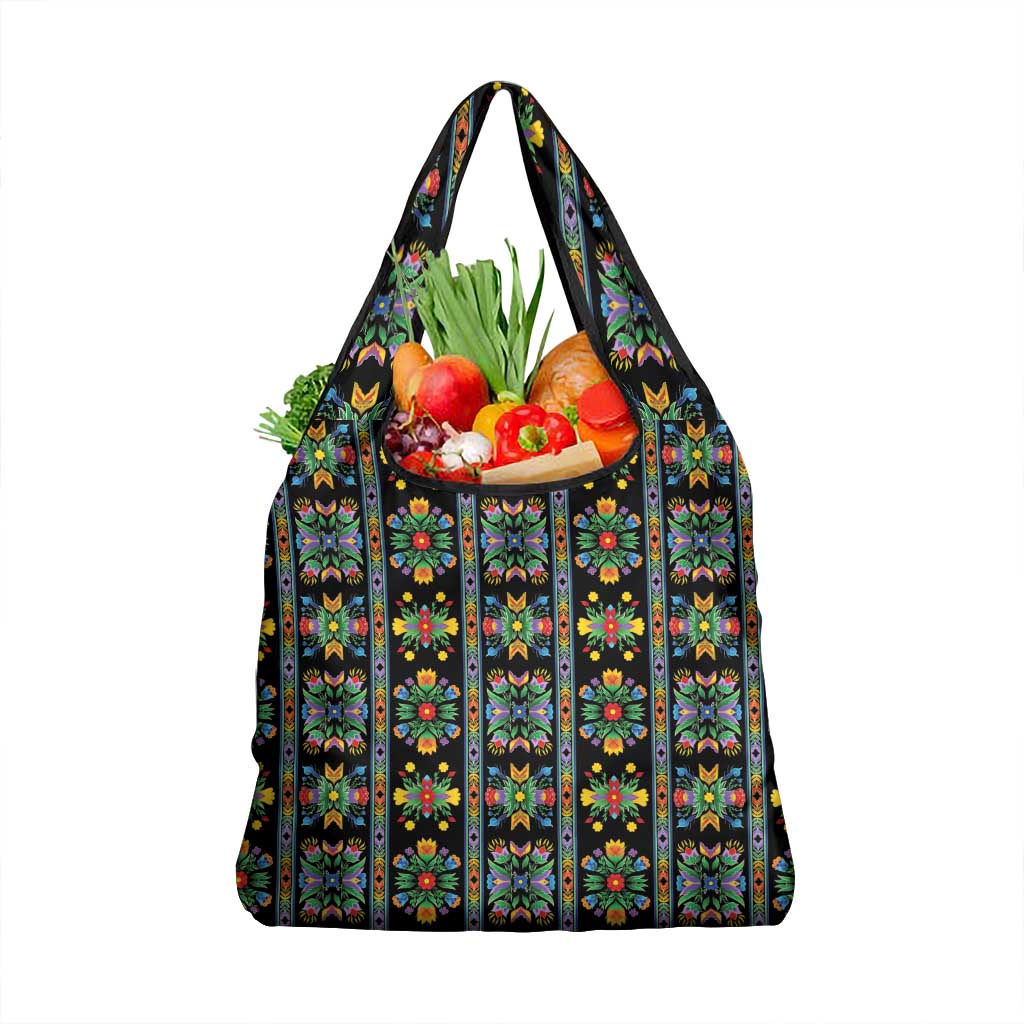 Regalia Stripe Floral Pattern Grocery Bag Colorful Attractive - Wonder Print Shop