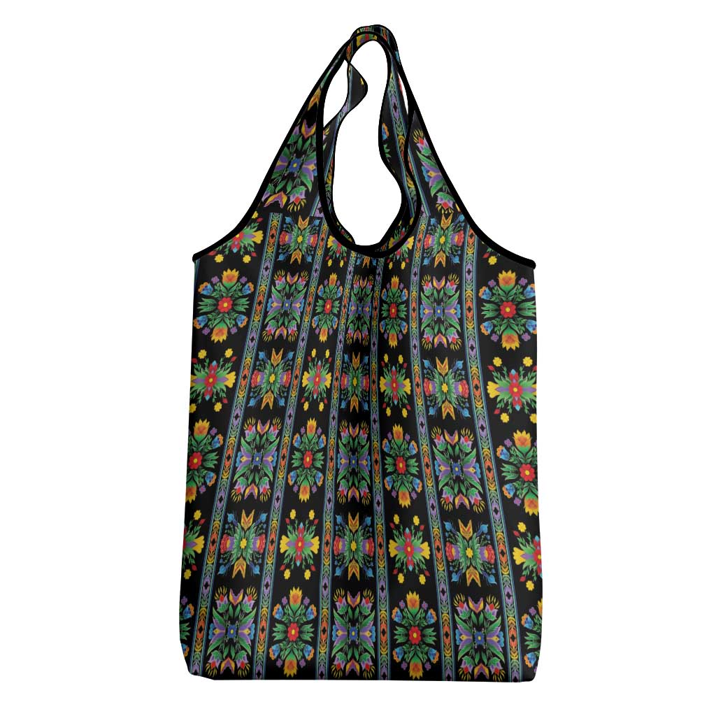 Regalia Stripe Floral Pattern Grocery Bag Colorful Attractive - Wonder Print Shop