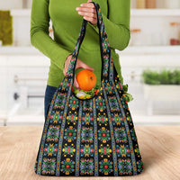 Regalia Stripe Floral Pattern Grocery Bag Colorful Attractive - Wonder Print Shop