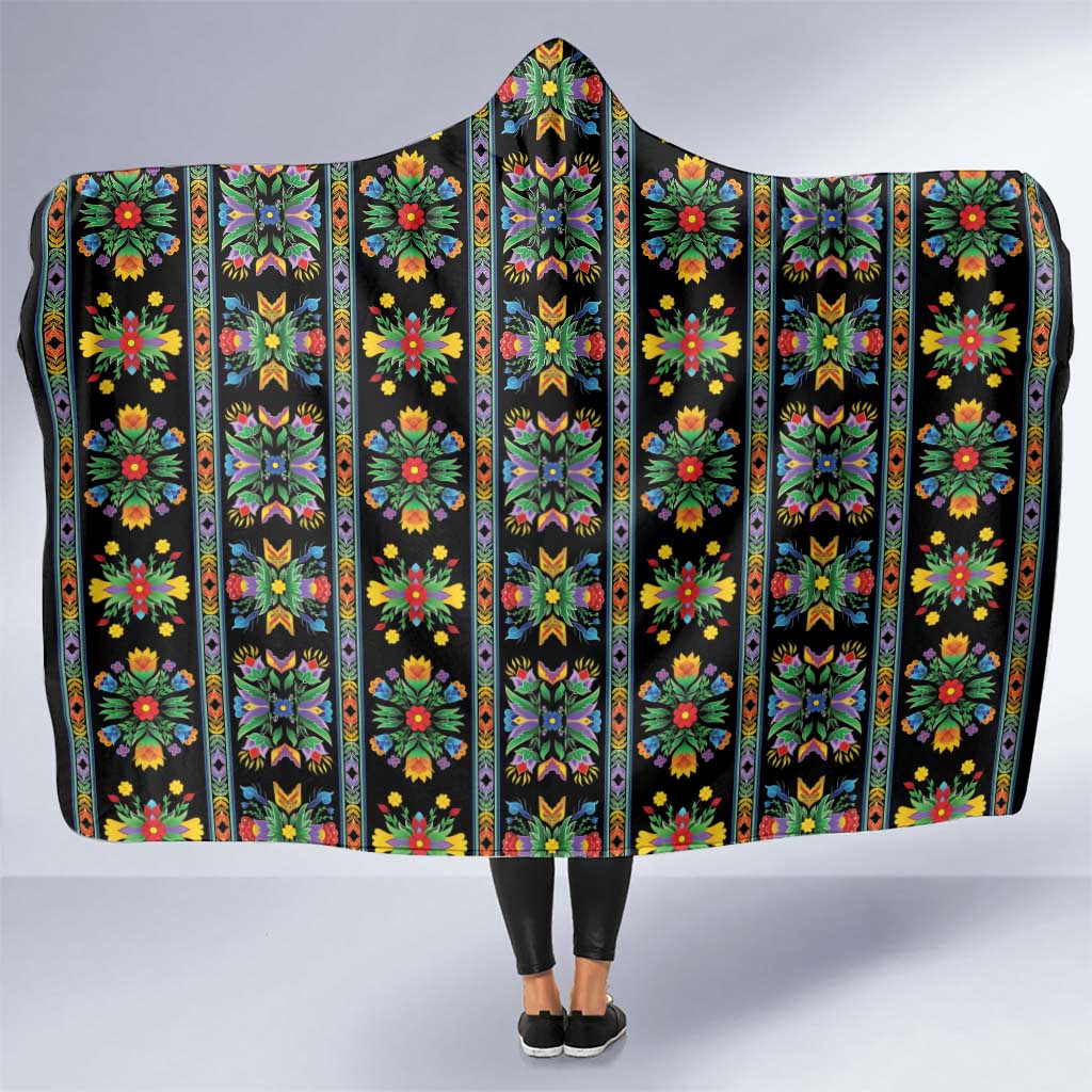 Regalia Stripe Floral Pattern Hooded Blanket Colorful Attractive - Wonder Print Shop