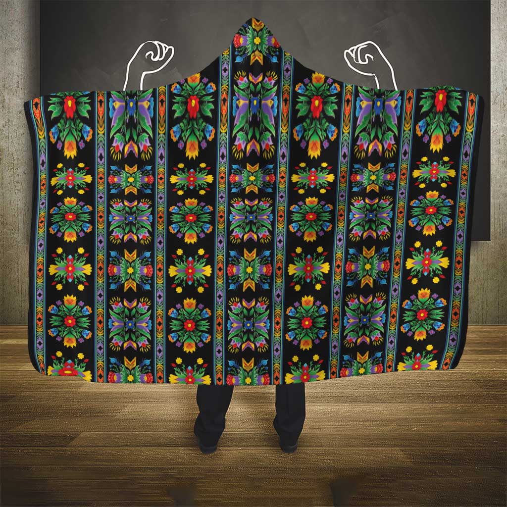 Regalia Stripe Floral Pattern Hooded Blanket Colorful Attractive - Wonder Print Shop