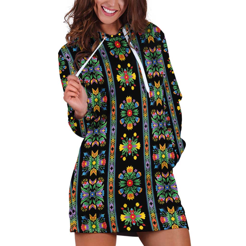 Regalia Stripe Floral Pattern Hoodie Dress Colorful Attractive - Wonder Print Shop
