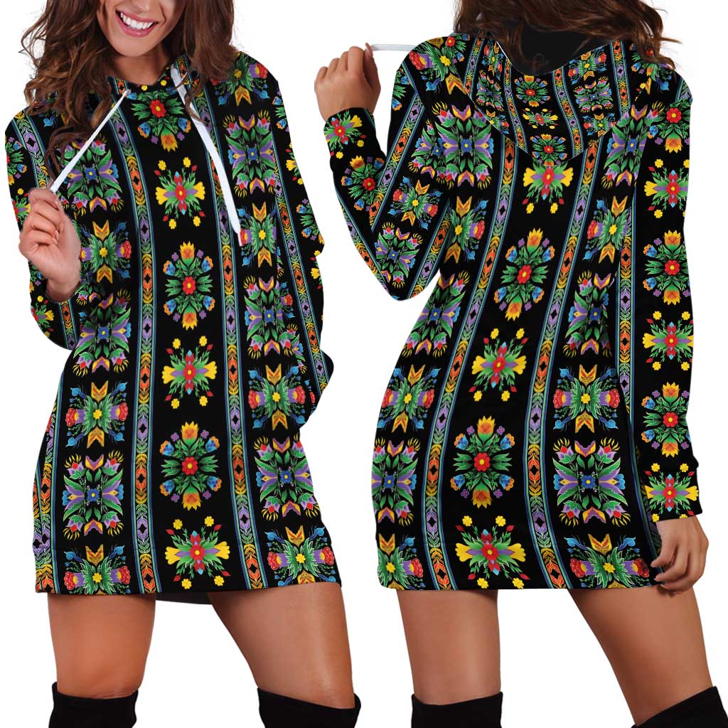 Regalia Stripe Floral Pattern Hoodie Dress Colorful Attractive - Wonder Print Shop