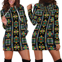 Regalia Stripe Floral Pattern Hoodie Dress Colorful Attractive - Wonder Print Shop