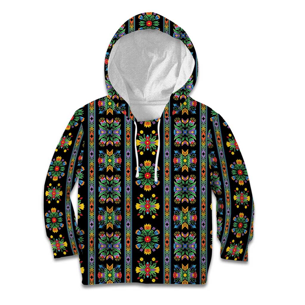 Regalia Stripe Floral Pattern Kid Hoodie Colorful Attractive - Wonder Print Shop