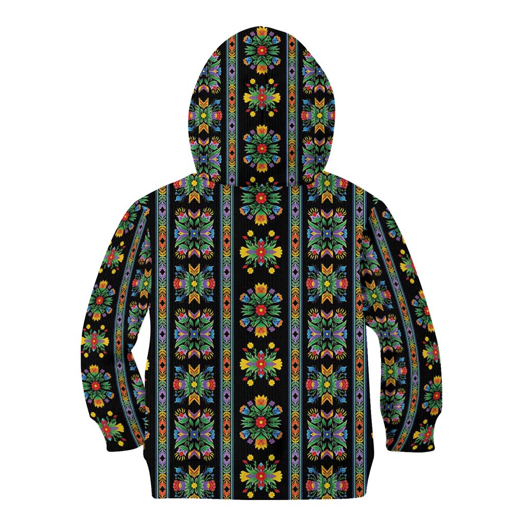 Regalia Stripe Floral Pattern Kid Hoodie Colorful Attractive - Wonder Print Shop