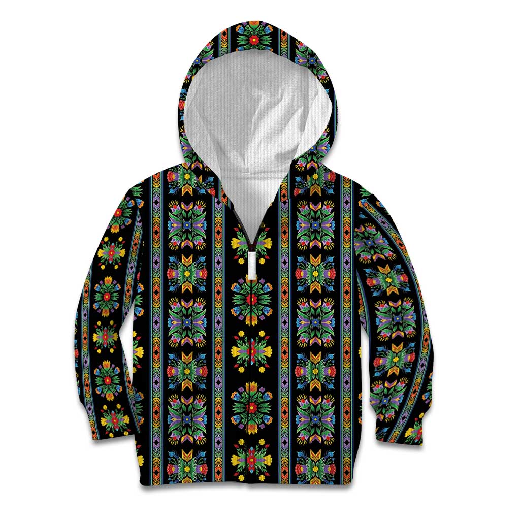 Regalia Stripe Floral Pattern Kid Hoodie Colorful Attractive - Wonder Print Shop