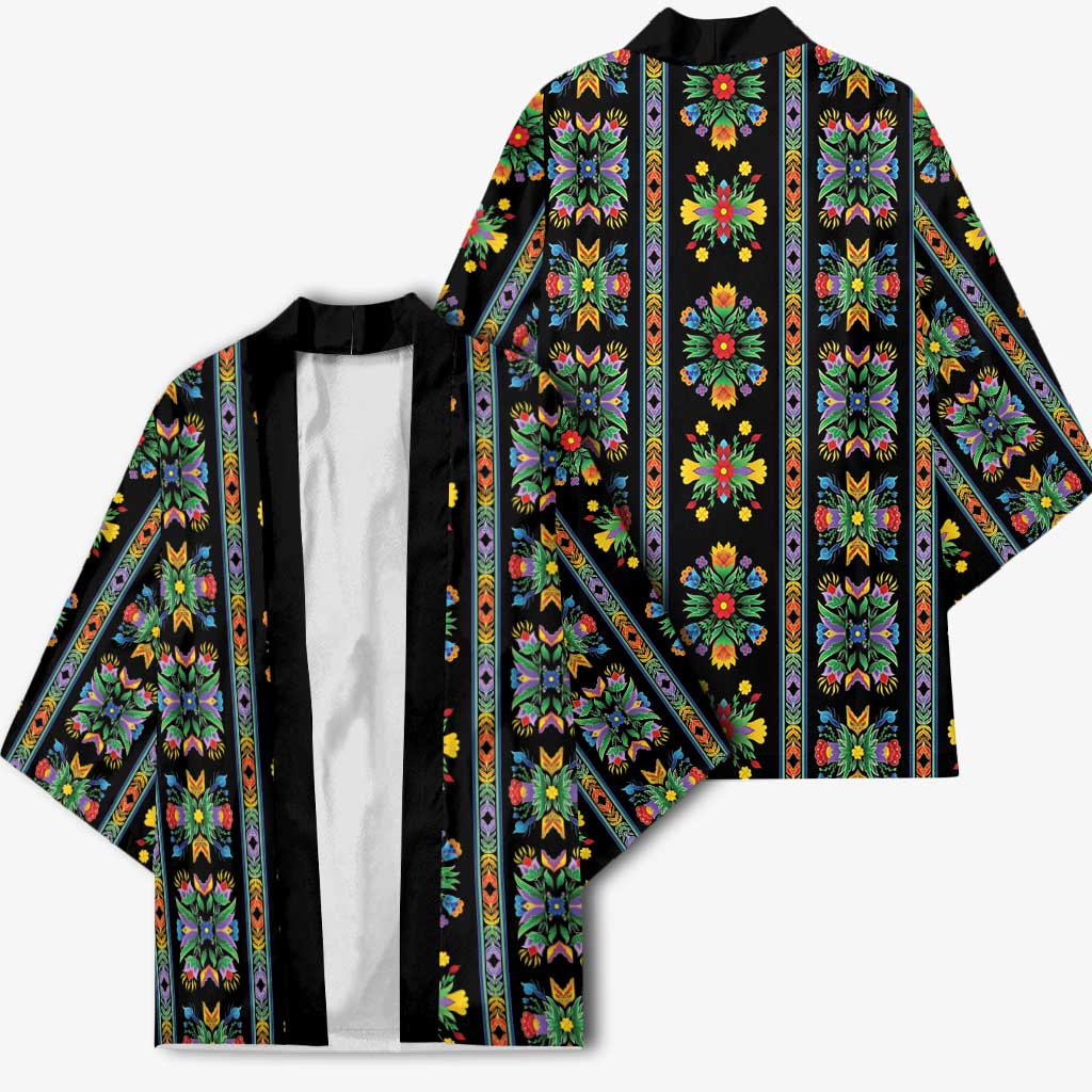 Regalia Stripe Floral Pattern Kimono Colorful Attractive - Wonder Print Shop