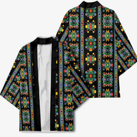 Regalia Stripe Floral Pattern Kimono Colorful Attractive - Wonder Print Shop
