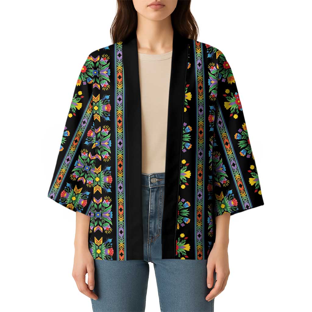 Regalia Stripe Floral Pattern Kimono Colorful Attractive - Wonder Print Shop