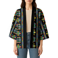 Regalia Stripe Floral Pattern Kimono Colorful Attractive - Wonder Print Shop