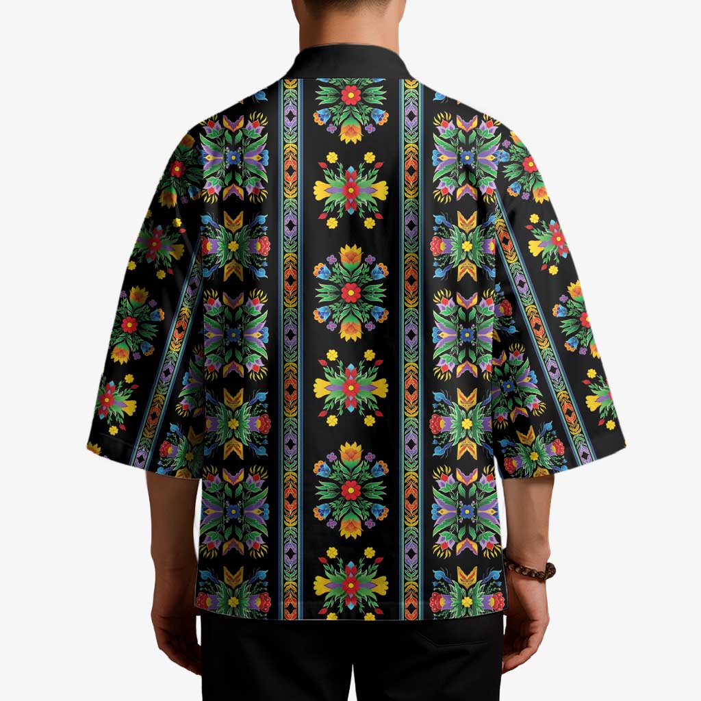 Regalia Stripe Floral Pattern Kimono Colorful Attractive - Wonder Print Shop
