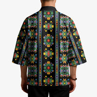 Regalia Stripe Floral Pattern Kimono Colorful Attractive - Wonder Print Shop