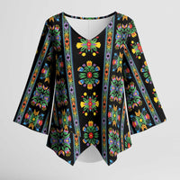 Regalia Stripe Floral Pattern Kimono Sleeve Blouse Colorful Attractive - Wonder Print Shop