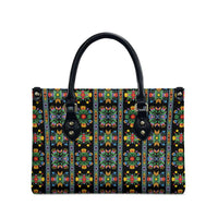 Regalia Stripe Floral Pattern Leather Bag Colorful Attractive - Wonder Print Shop