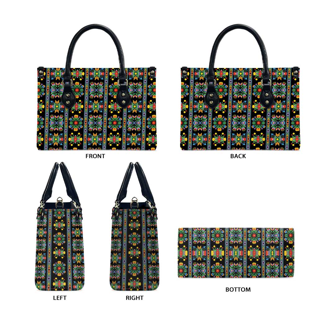 Regalia Stripe Floral Pattern Leather Bag Colorful Attractive - Wonder Print Shop