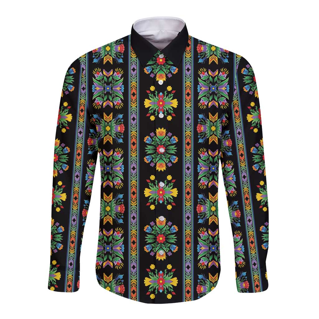 Regalia Stripe Floral Pattern Long Sleeve Button Shirt Colorful Attractive - Wonder Print Shop