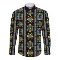 Regalia Stripe Floral Pattern Long Sleeve Button Shirt Colorful Attractive - Wonder Print Shop