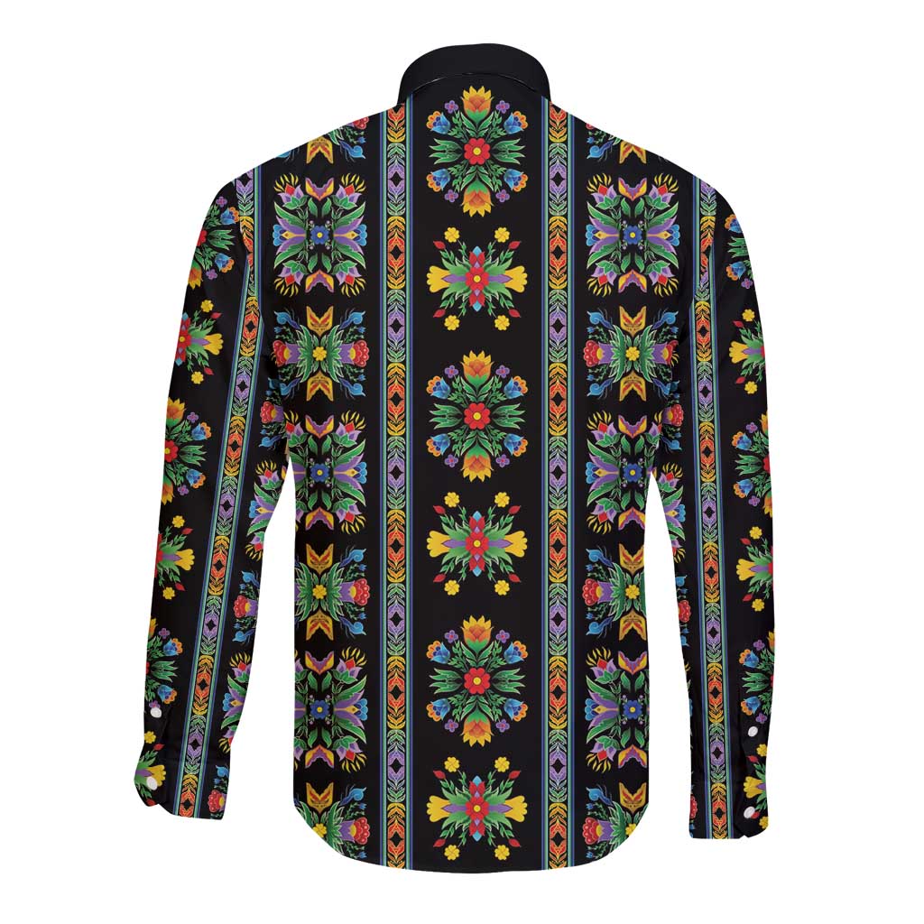Regalia Stripe Floral Pattern Long Sleeve Button Shirt Colorful Attractive - Wonder Print Shop
