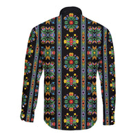 Regalia Stripe Floral Pattern Long Sleeve Button Shirt Colorful Attractive - Wonder Print Shop