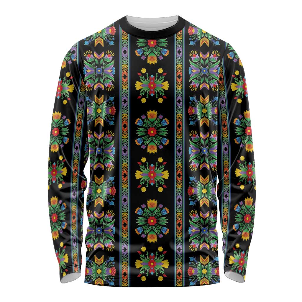 Regalia Stripe Floral Pattern Long Sleeve Shirt Colorful Attractive - Wonder Print Shop