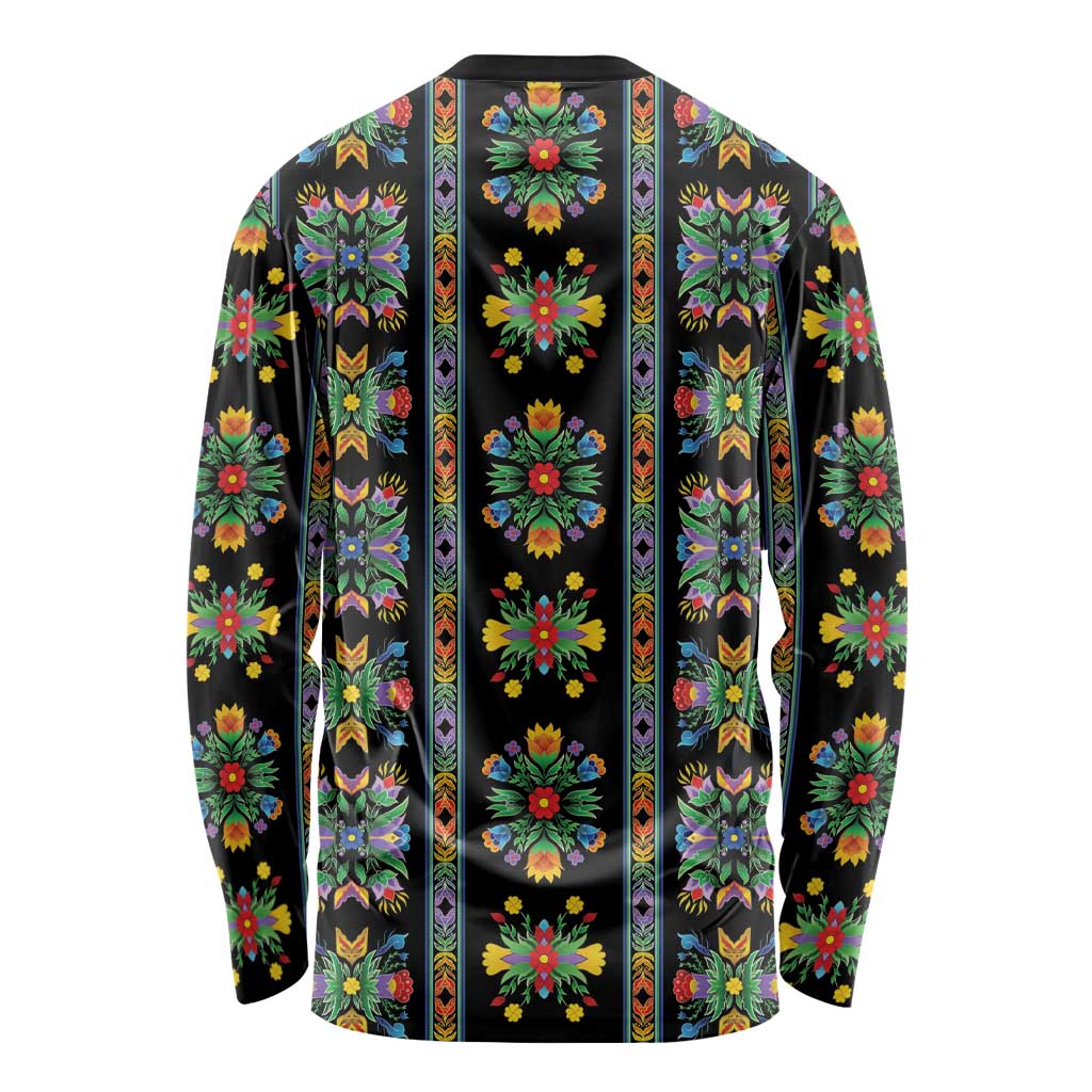 Regalia Stripe Floral Pattern Long Sleeve Shirt Colorful Attractive - Wonder Print Shop