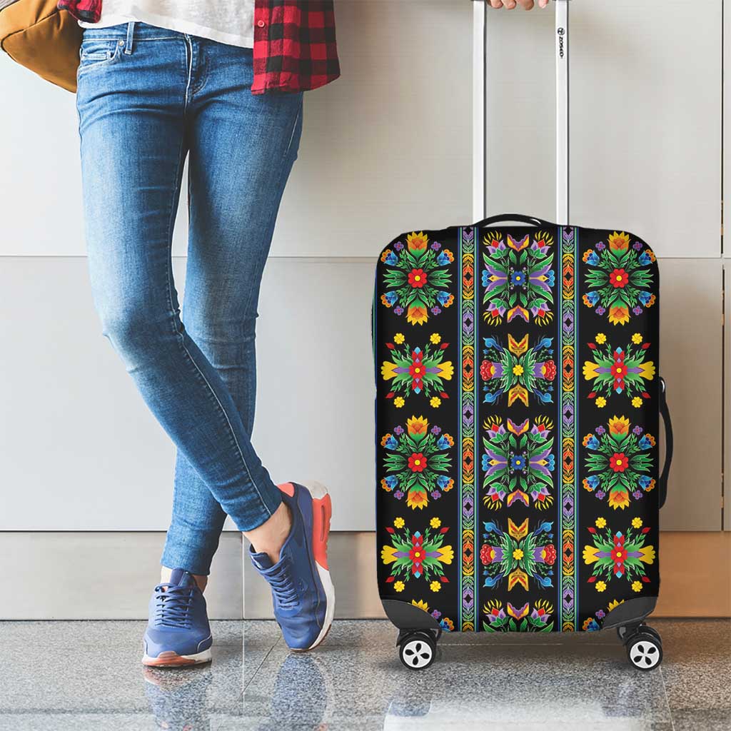 Regalia Stripe Floral Pattern Luggage Cover Colorful Attractive - Wonder Print Shop