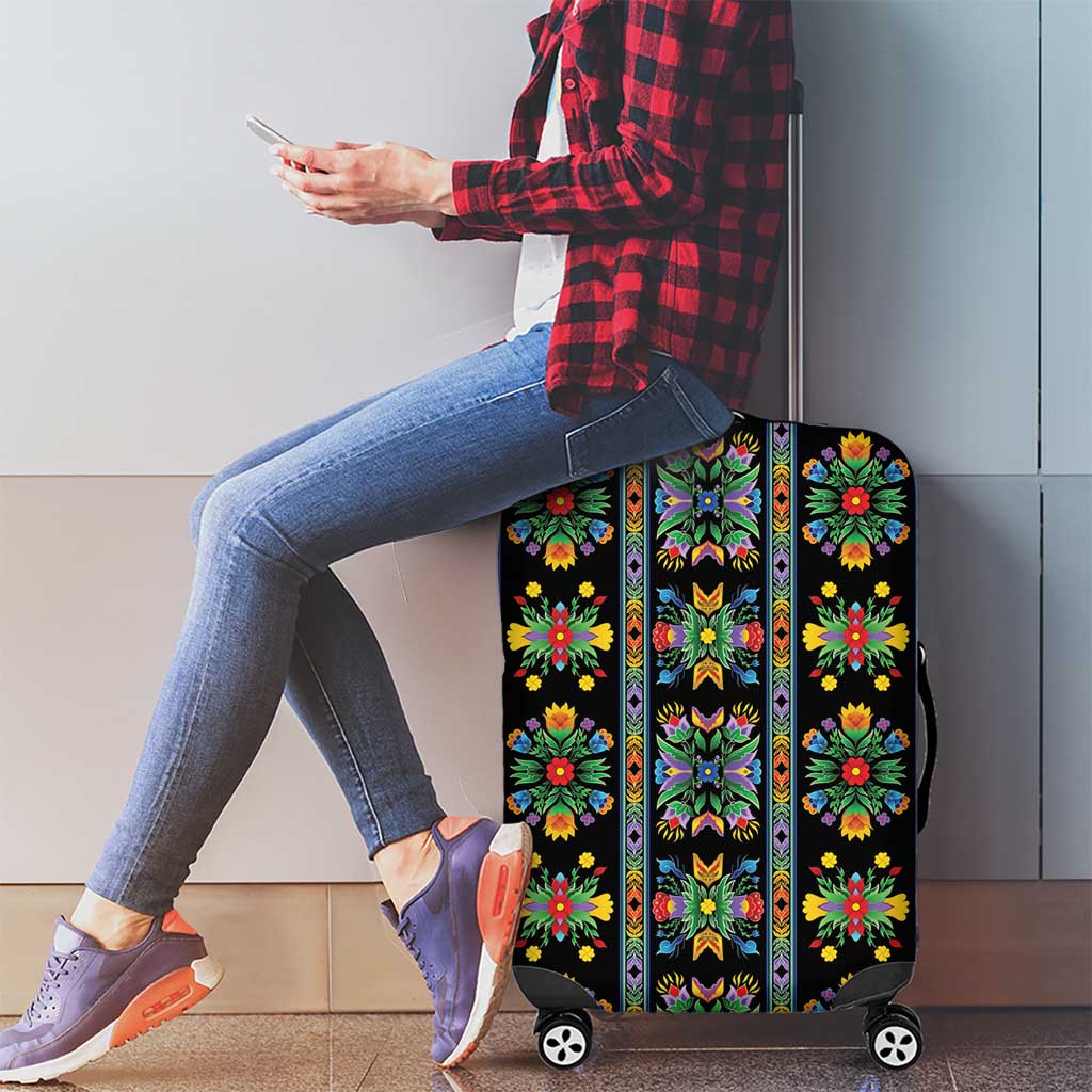 Regalia Stripe Floral Pattern Luggage Cover Colorful Attractive - Wonder Print Shop