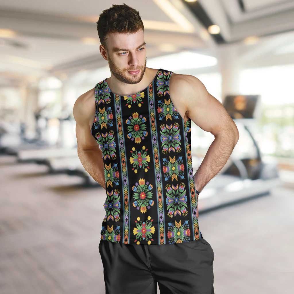 Regalia Stripe Floral Pattern Men Tank Top Colorful Attractive - Wonder Print Shop