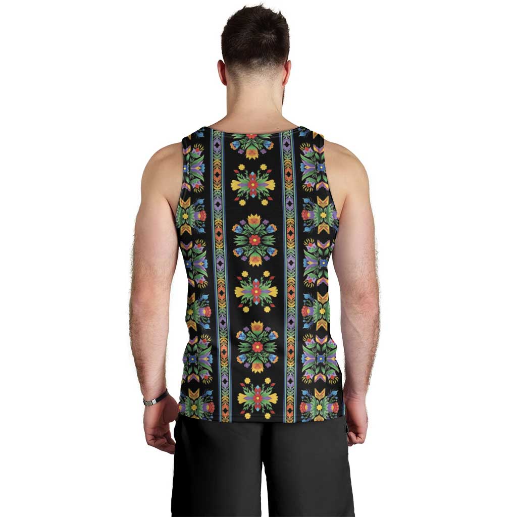 Regalia Stripe Floral Pattern Men Tank Top Colorful Attractive - Wonder Print Shop