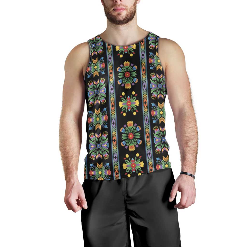 Regalia Stripe Floral Pattern Men Tank Top Colorful Attractive - Wonder Print Shop