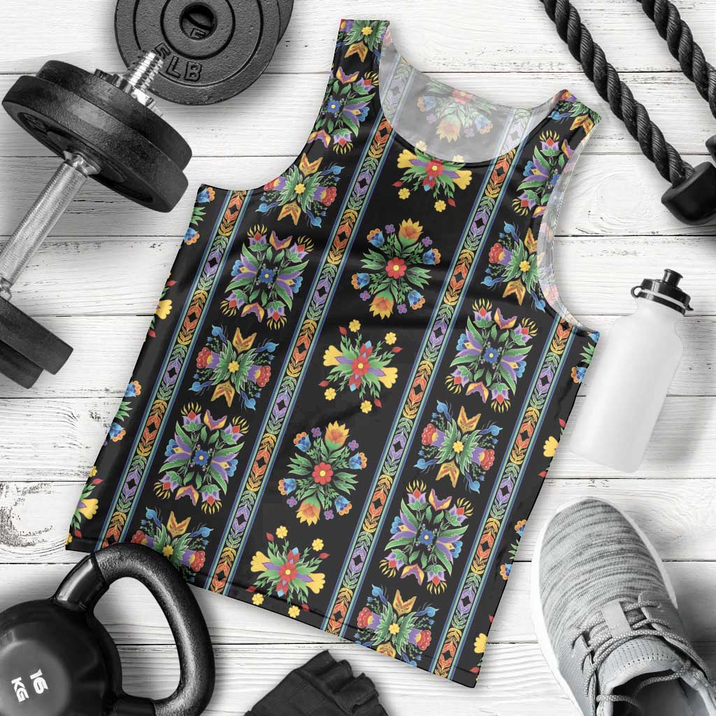 Regalia Stripe Floral Pattern Men Tank Top Colorful Attractive - Wonder Print Shop
