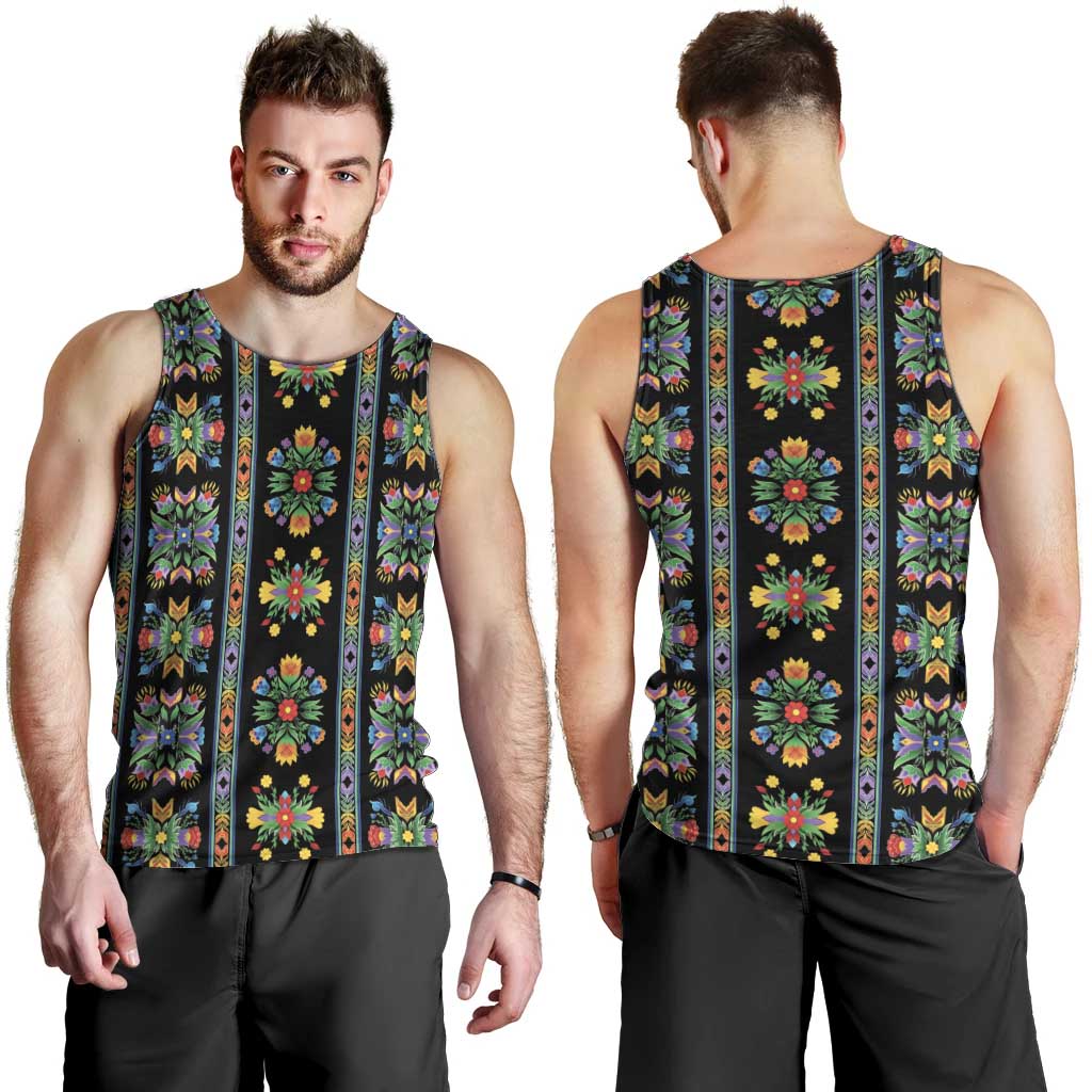 Regalia Stripe Floral Pattern Men Tank Top Colorful Attractive - Wonder Print Shop
