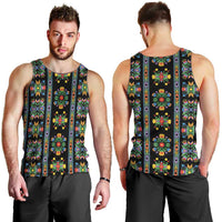 Regalia Stripe Floral Pattern Men Tank Top Colorful Attractive - Wonder Print Shop