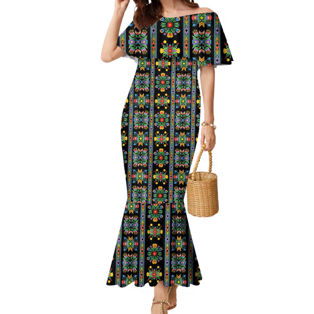 Regalia Stripe Floral Pattern Mermaid Dress Colorful Attractive - Wonder Print Shop