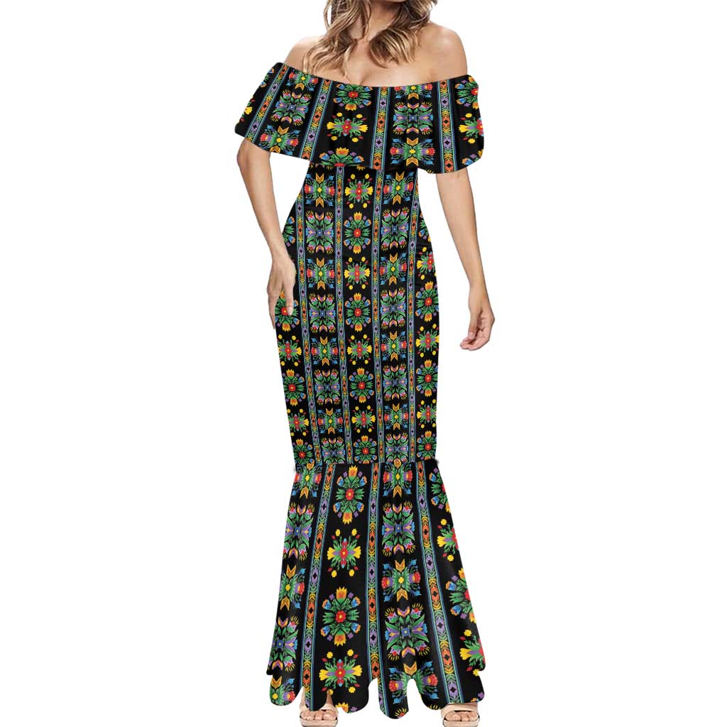 Regalia Stripe Floral Pattern Mermaid Dress Colorful Attractive - Wonder Print Shop