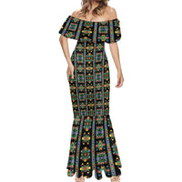 Regalia Stripe Floral Pattern Mermaid Dress Colorful Attractive - Wonder Print Shop