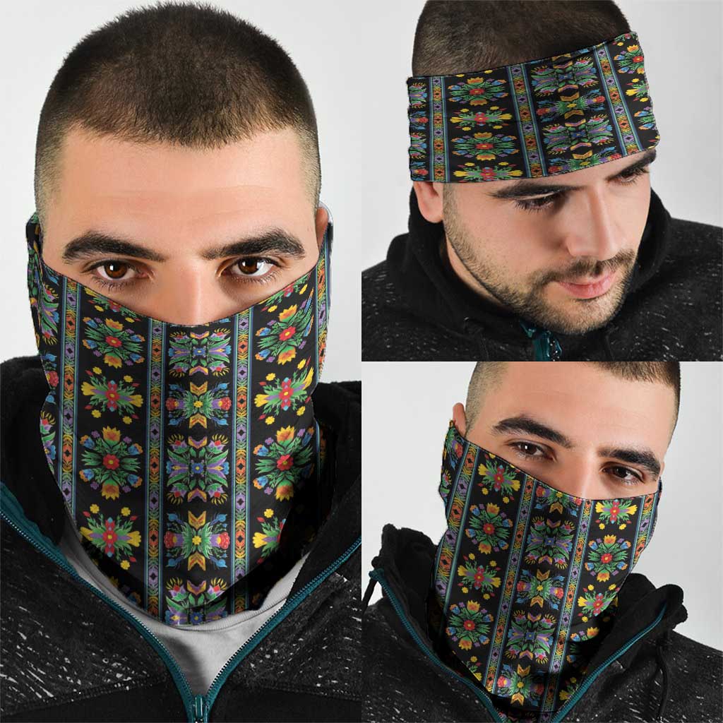 Regalia Stripe Floral Pattern Neck Gaiter Colorful Attractive - Wonder Print Shop