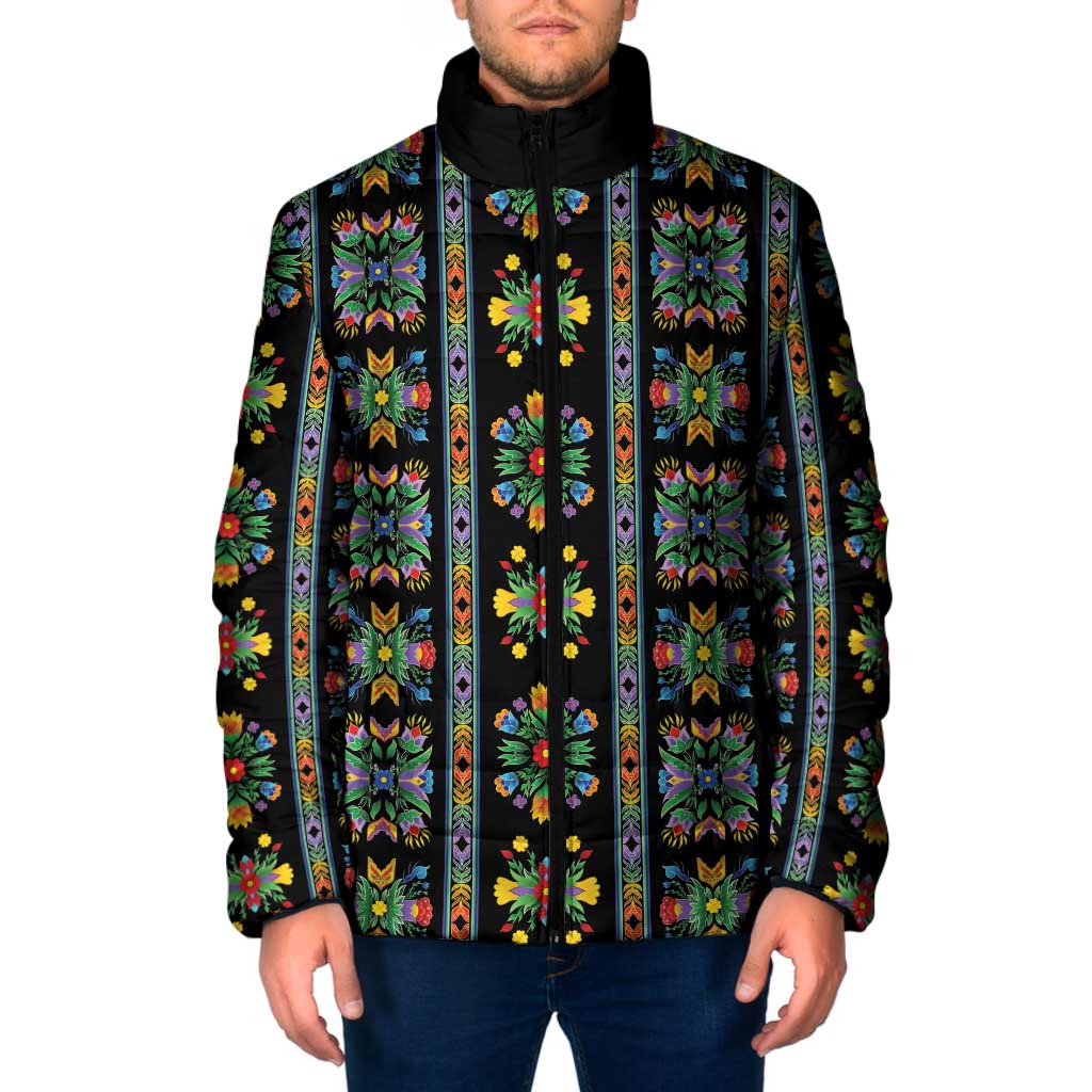 Regalia Stripe Floral Pattern Padded Jacket Colorful Attractive - Wonder Print Shop