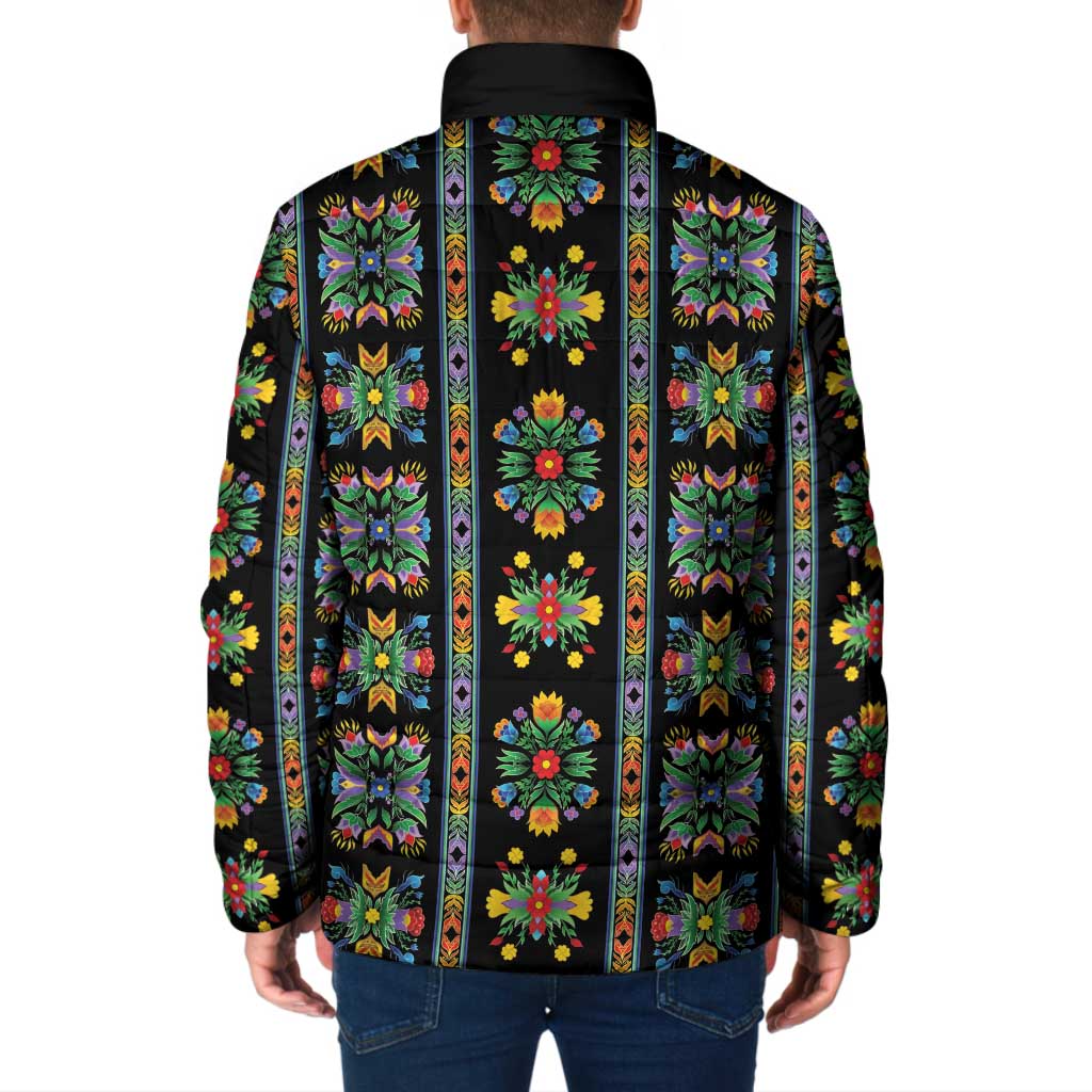Regalia Stripe Floral Pattern Padded Jacket Colorful Attractive - Wonder Print Shop