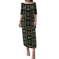 Regalia Stripe Floral Pattern Puletasi Colorful Attractive - Wonder Print Shop