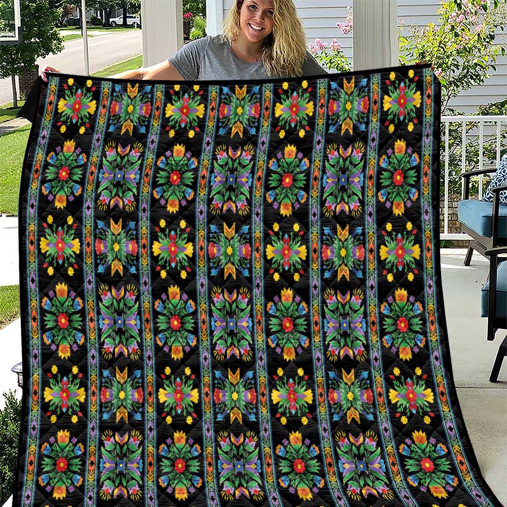 Regalia Stripe Floral Pattern Quilt Colorful Attractive - Wonder Print Shop