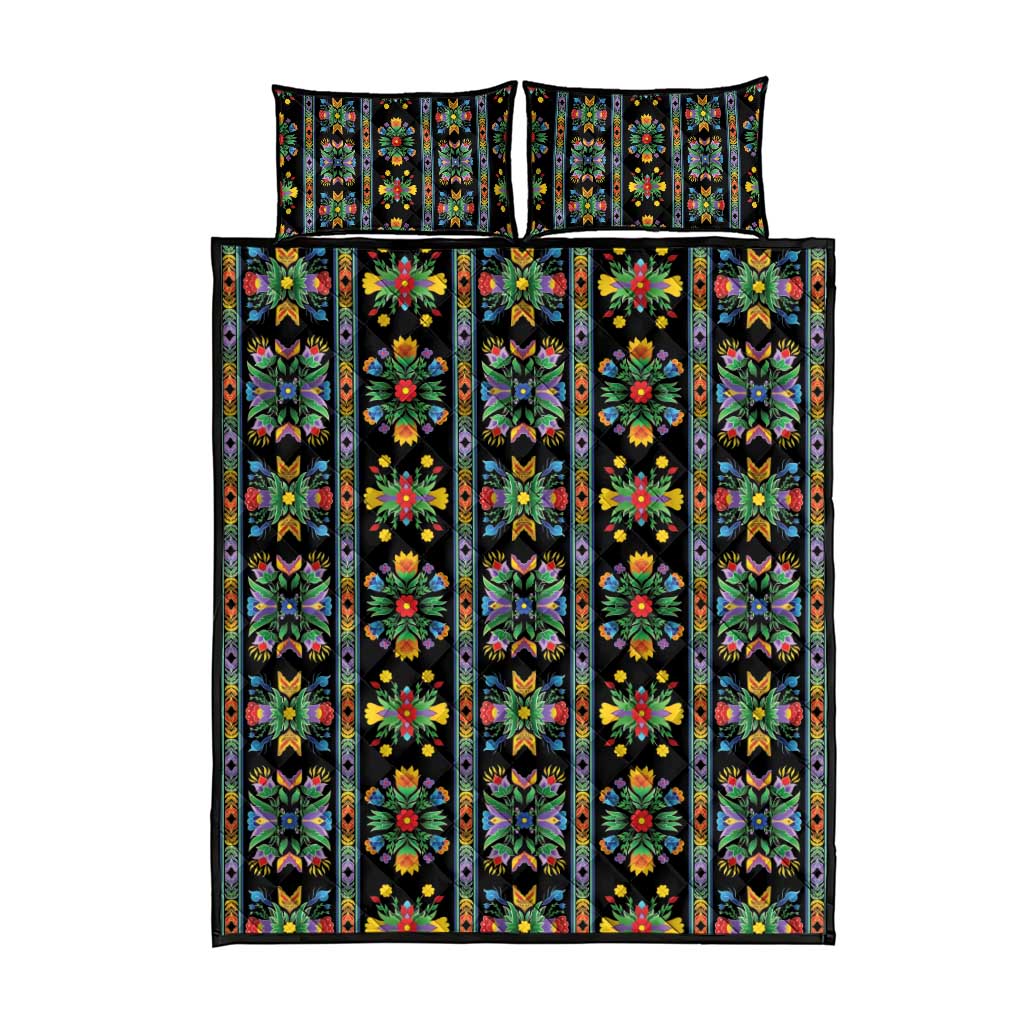 Regalia Stripe Floral Pattern Quilt Bed Set Colorful Attractive - Wonder Print Shop