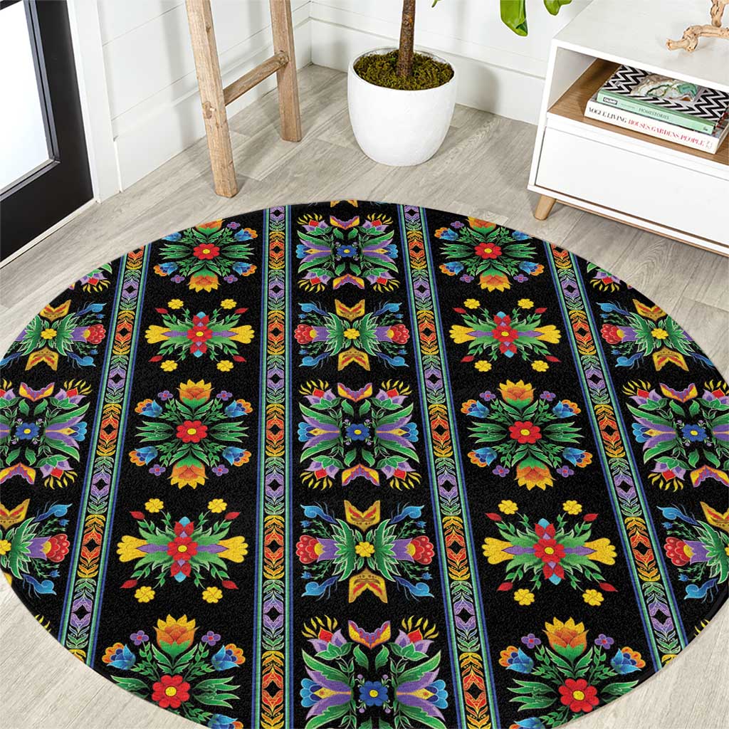 Regalia Stripe Floral Pattern Round Carpet Colorful Attractive - Wonder Print Shop